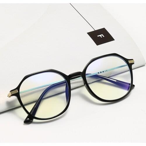 Korean Fashion Glasses Frames Men Women Polygonal Anti-Blue Light Glasses Large Frame Plain Mirror ins Optical Glasses Frame