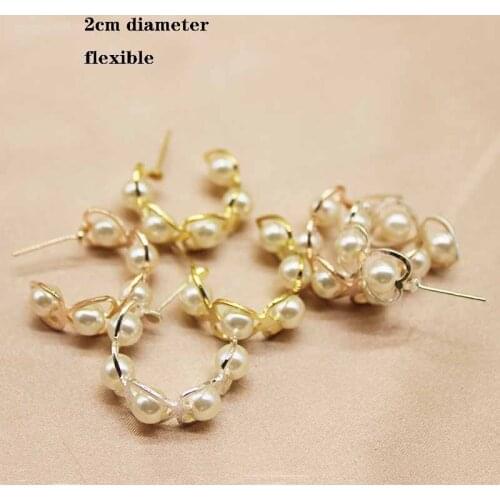 Zerong Handmade C Shaped Earring 2020 Korean style New Simple Imitation Pearl Small Hoop Earrings For Women jewelry decoration