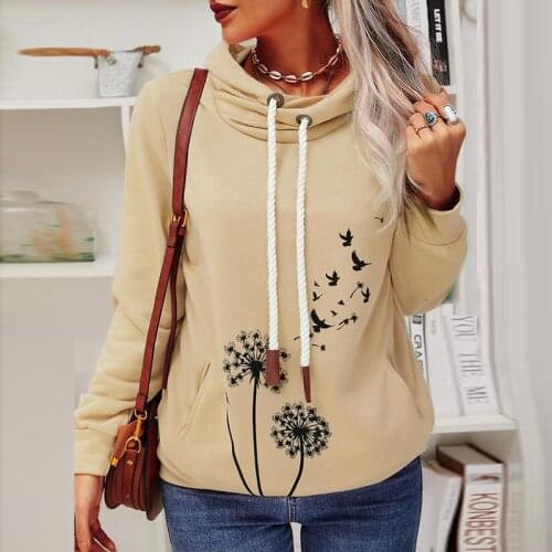 Women 2021 Winter Fashion Loose Sweatshirt Casual Solid Long Sleeve Hooded Elegant Pocket Drawstring Pullover Streetwear