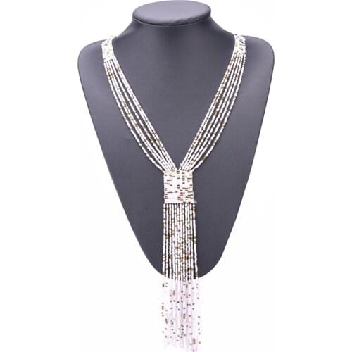 2020 Bohemian Necklaces Fashion For Women Jewelry Mujer Handwoven Collier Long Tassel Beads Choker Statement Necklaces