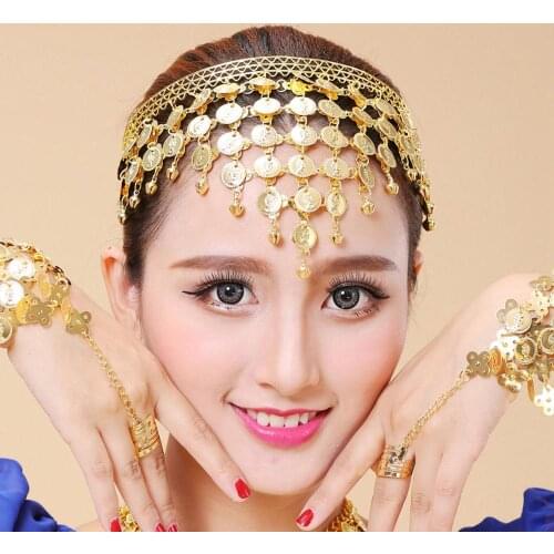 Afghan Gypsy Belly Dance Headband Womens Sequins Coins Tassels Headpiece Hair Accessories EthnicOutfit Decor Headwear Indian Jew