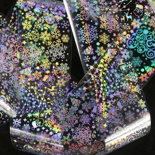 100m*4cm/Roll Symphony Laser Nail Foils Holographic Series Flower Holo Starry Transfer Nail Sticker Manicure Nail Decorations