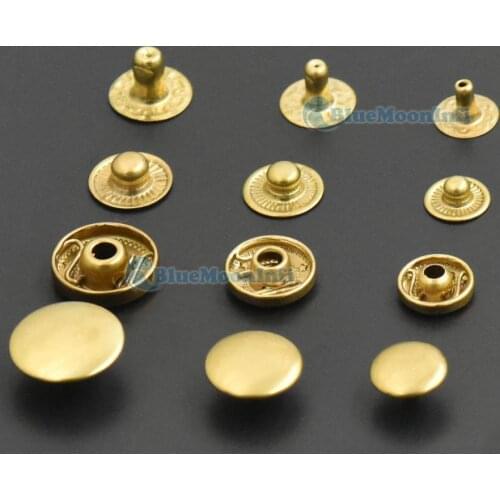 12/25/60 Sets / Lot Brass Snap Fastener 10 12 15mm 3/8" 1/2" 5/8" Rapid Rivet Button Use Fabric Shirt Leather Craft Sewing