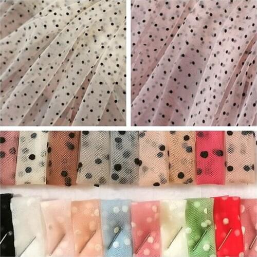 160cm Wide Flocked Polka Dot Mesh Tulle Fabric High Quality Bridal Dress Wedding Decoration Fabric DIY Girls’ Dress 2020 Summer