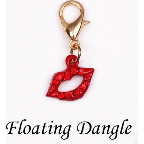 20pcs/lot (Free Shipping) Red Lips Dangle Charms For Glass Locket Necklace Handmade Accessories