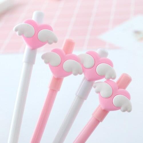 20 Pcs Cute Pink Angel Wings Gel Pens Set Korean Stationery Wholesale School Supplies Office Accessories Students Gifts Prizes