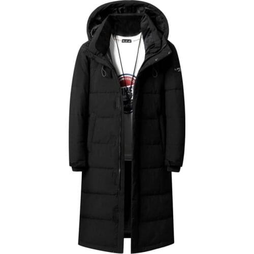 2020 Winter 90% White Duck Down Men and Women Hooded Fashion High Quality Long Thicken Warm Down Coat Black Overcoat Parka