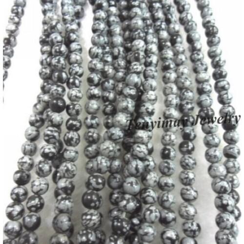 4mm Snowflake Obsidian Beads Fit Bracelet, Necklace DIY Jewelry Loose Beads Wholesale 5 Strands/lot