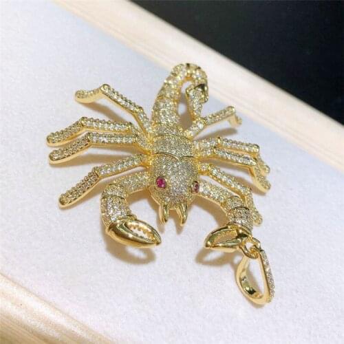 40mm 5pcs/lot High quality cz pendant,lobster shape cubic zircon charm jewelry,bracelet/necklace component wholesale
