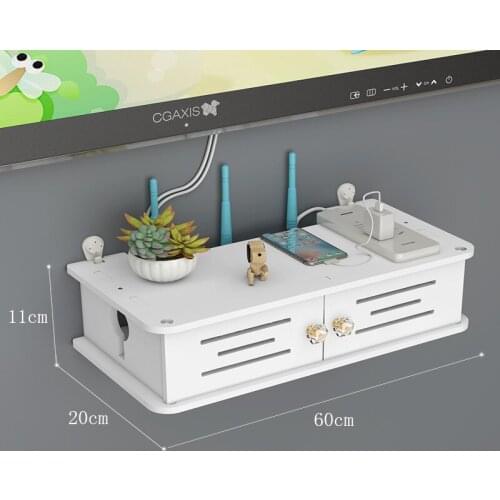 Wireless Wifi Router Storage Box Wall Hanging Plug Board Bracket Cable Organizer Livingroom Wood PVC Panel Shelf DIY Home Decor