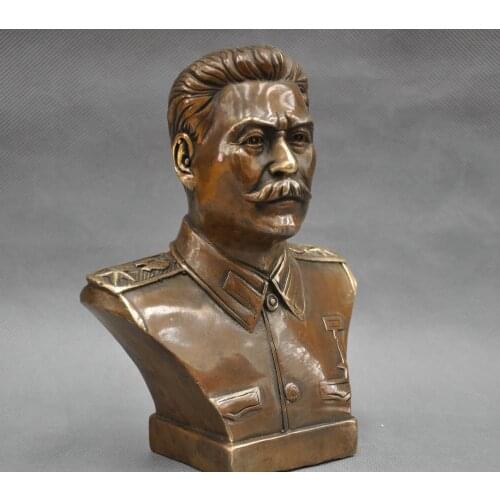 6'' RUSSIAN LEADER JOSEPH STALIN BUST BRONZE STATUE