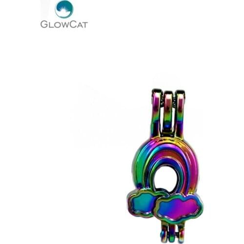 C654 5pcs/lot COLORS Rainbow Multicolor Rainbow Pearl Cage Pendant Locket Fairytale Party Essential Oil Diffuser