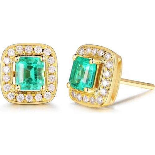 BLACK ANGEL 925 Silver Luxury Emerald Gemstone Earrings For Women Bride 18K Gold Earrings Stud Wedding Gift Jewelry Wholesale