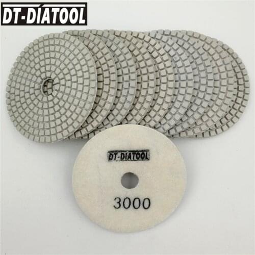 DT-DIATOOL 10pcs 4" #3000 Professional White Diamond Wet Polishing Pads For Marble, Granite, Stone Resin Bond Sanding Discs