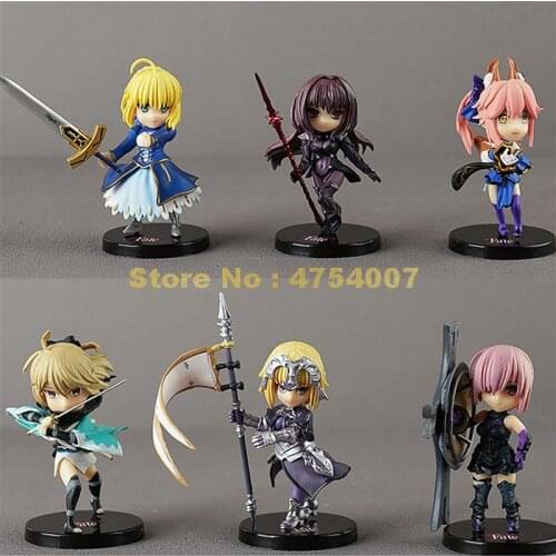 6pcs/lot anime q version fate/ stay night saber tamamo matthew scathach action figure pvc collection model 9cm Toy