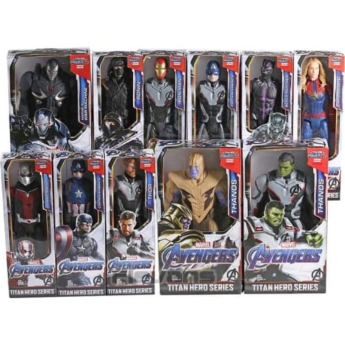 Avengers Endgame Thanos Hulk Captain America Iron Man Thor War Machine Ant Man Titan Hero Power FX PVC Action Figure Toy