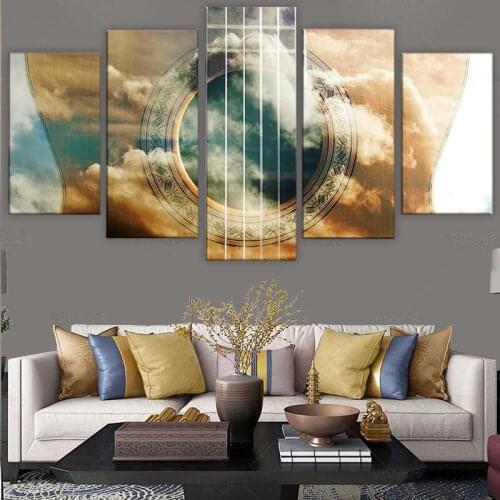 HD Printed 5 Piece Canvas Art Abstract Guitar Canvas Painting Wall Pictures for Living Room Home Decor framed