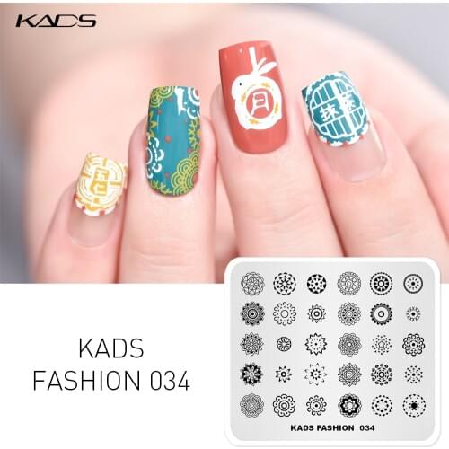 KADS FASHION 034 Flower Nail stamping template steel stainless art stencil For nail art polish stamp stamping image plate