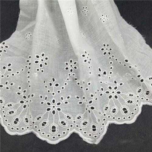 15Yards 21cm Wide Ivory White Clothes Laciness Accessories High Quality Cotton Fabric Embroidery Lace Trim High Quality