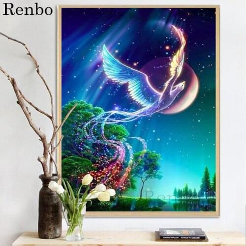 Full square round diamond painting Phoenix bird mosaic diamond embroidery cross stitch diamond art wall stickers plastic crafts