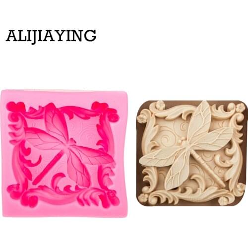 M0499 1Pcs DIY Silicone Soap Mold Cupcake Baking Mold Handmade Dragonfly modelling candle Tools Fondant Chocolate Molds