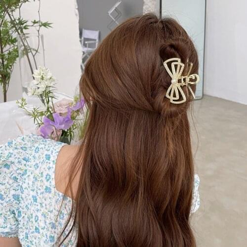 New Women Elegant Vintage Rhinestone Pearls Geometric Metal Hair Claws Sweet Hair Holder Clips Headband Fashion Hair Accessories