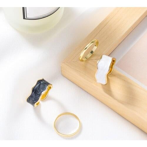 Fashion 2 Piece Set Irregular Geometric Ring Charming Womens Wedding Gold Color Ring Elegant Ladies Party Jewelry Gift
