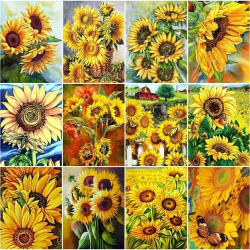 MomoArt 5D Diamond Painting Sunflower New Arrival Diamond Mosaic Flower Cross Stitch Kit Embroidery Full Drill Square Home Decor