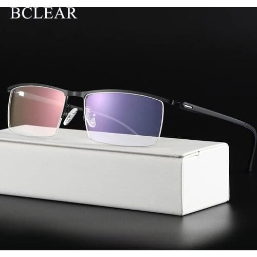 BCLEARR Optical Business Titanium Eyeglasses Frame For Men Eyewear Semi-Rimless Glasses with Spring Hinges 5 Optional Colors Hot