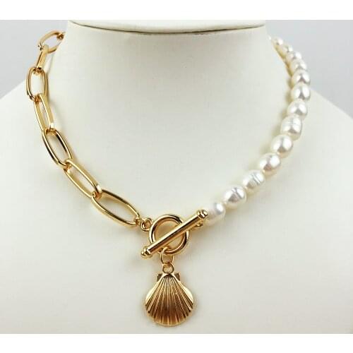 Bohemian Style Popular Necklace Freshwater Pearl Shell Pendant Necklace Wild Temperament Pearl Jewelry Pendant Necklace Female