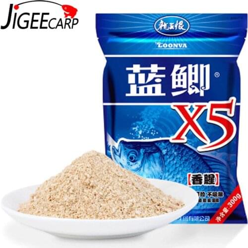JIGEECARP 300g BlueX5 Crucian Carp Recipe Fish Dough Bait Carp Fishing Baits Additive Fishing Lures Powder Fishing Feeder Bait