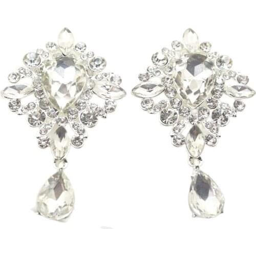 2pcs/Lot 38*65mm Full Rhinestones Flower Buttons Decor accessories DIY Sewing Beautiful Button Wedding Wholesale Price