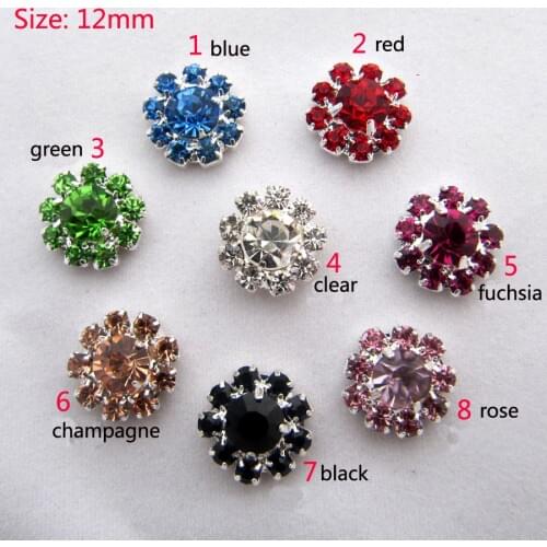 Free Shipping Wholesale 8 Colors 120pcs/lot 12mm Rhinestone Button For Hair Flower Wedding Invitation YMBT01085