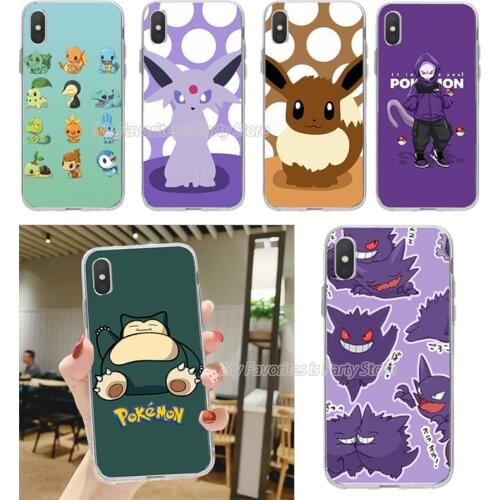 Pokemon Pikachu Phone Case Silicone Transparent Phone Cover Snorlax Anime Cartoon Mobile Phone Shell for IPhone Xr Xs 11pro max