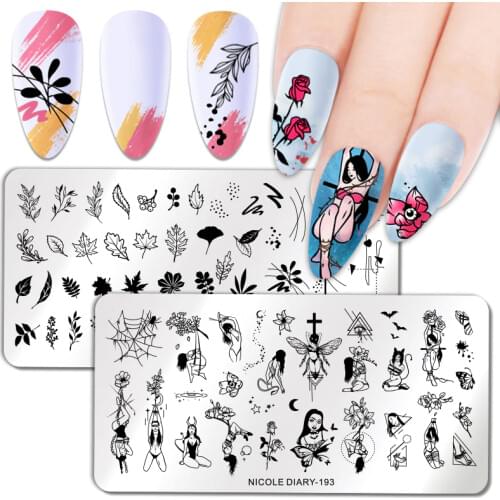 NICOLE DIARY Nail Stamping Plate Jigsaw Rectangle Stainless Steel Nail Art Image Stamp Stencils Nail Art Tool