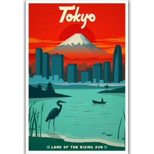 Japan Tokyo Land of the Rising Sun Vintage-Silk Art Poster Wall Sticker Decoration Gift