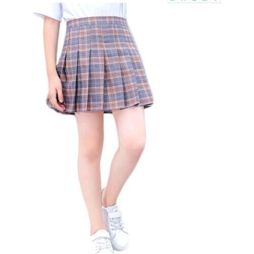 Girls Skirts Autumn Vintage Pleated Plaid Skirts School Teens Girl Spring Kids Skirt Children Clothing 2121New 30