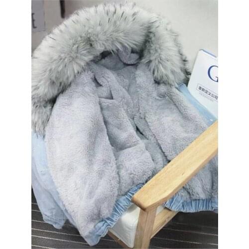 Bella Philosophy Winter Women Denim Fur Hooded Coat streetwear Lady Casual Jackets Parka Female Single Breasted Outwear