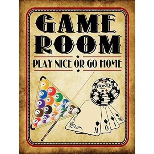Casino Game Room Tin Sign Gambling House Tin Poster Retro Home Cafe Bar Poker room Art Wall Decor Iron Painting