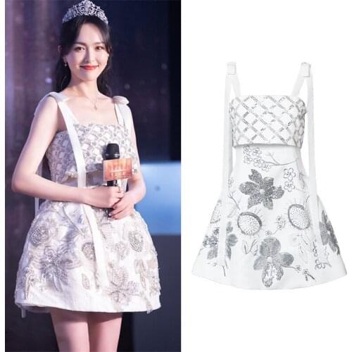 Star Tang Yan with advanced design Lolita Dress Evening dress new elegant temperament slim dress