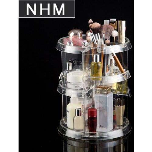 1 piece Acrylic texture cosmetic box transparent 360 - degree rotating cosmetic shelf sorting rack