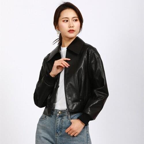 2020 Spring Womens brand new high quality Real leather Hollow-out jackets Korean style Sheepskin genuine leather coat B731