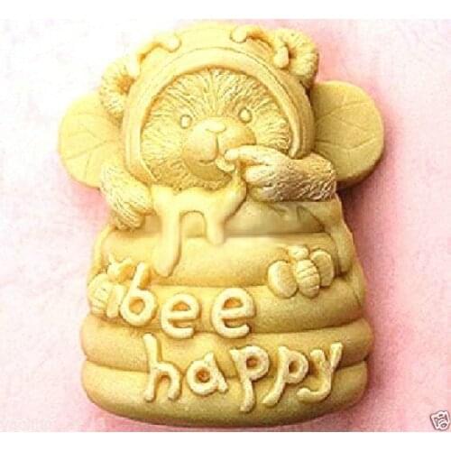 3D Screw Bee Happy Hive Candle Mold Soap Mould Flexible Silicone Handmade