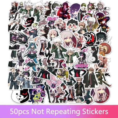 50pcs animation Danganronpa Monokuma black and white bear stickers, computer refrigerator decoration stickers