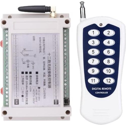 AC DC 12V 24V 48V 10A 12 channel RF Wireless Remote Control light switch Industrial/farm power on/off 100m