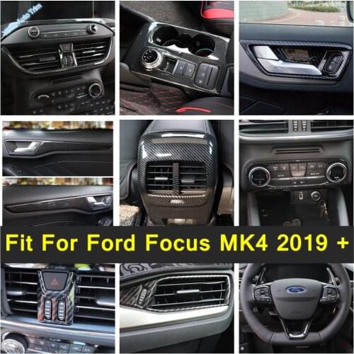 Accessories For Ford Focus MK4 2019 - 2021 Door Handle Bowl / Window A Pillar Post / Steering Wheel Cover Trim Carbon Fiber Look