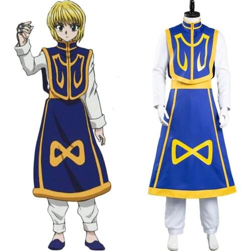 Anime HUNTER x HUNTER Kurapika Kurta Cosplay Costume Navy Blue Dress Outfits Halloween Carnival Fancy Dress