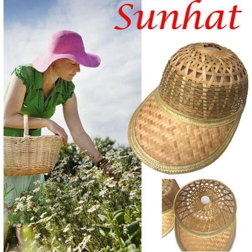 Bamboo Woven Breathable Baseball Cap Handmade Sun Protective Hat Outdoor Fishing Cap Outdoor Sports Sun Bucket Cap Hiking Hats