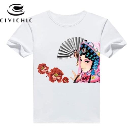 CIVI CHIC Chinese Style Customized T Shirt Woman Peking Opera Printed Tops Tee Man Oriental Ethnic Loose Tshirt Plus Size WST132