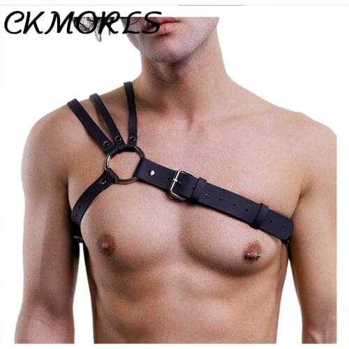 CKMORLS Mens SM Harness PU Leather Belts Men Punk Adjustable Body Chest Bondage Erotico Suspenders Belt BDSM Cosplay Costumes